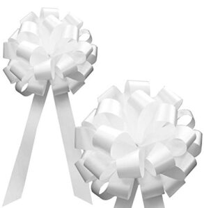 white pull bows with tails – 8″ wide, set of 6, veteran’s day, christmas, wedding, gift bows, reception, fundraiser, birthday, valentine’s day, mother’s day, 4th of july