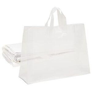 stockroom plus frosted white plastic bags with handles, boutique shopping bags (16×12 in, 60 pack)