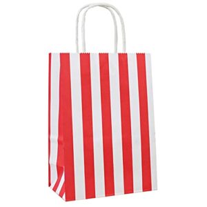 adido eva 12 pcs striped gift bags small red kraft paper bags with handles for party favor supplies (8.2 x 6 x 3.1 in)