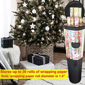 Freegrace Gift Wrap Organizer | Large 9" x 40.9" Wrapping Paper Rolls Storage Bag | Tearproof & Space Saving Under Bed Gift Bag Organization (Black)