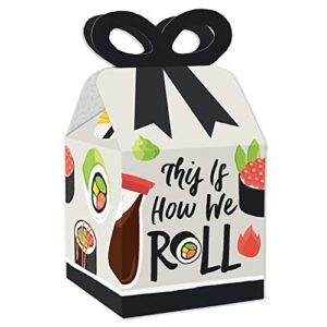 big dot of happiness let’s roll – sushi – square favor gift boxes – japanese party bow boxes – set of 12