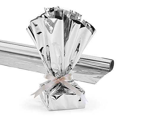 Hygloss Products Mylar Gift Wrap Roll - Great for Gift Bags, Baskets – 24 Inch x 8.3 Feet, Silver (61205)