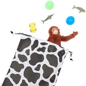 Cow Print Drawstring Party Favor Bags for Farm Birthday (10 x 12 In, 12 Pack)
