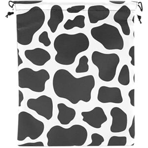Cow Print Drawstring Party Favor Bags for Farm Birthday (10 x 12 In, 12 Pack)