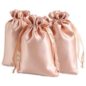 satin bags with drawstring, 6×9″ wedding favor drawstring bags, 50pcs rose gold mini gift bags for jewelry, baby shower, valentine’s day, craft, birthday, business, party favors bags