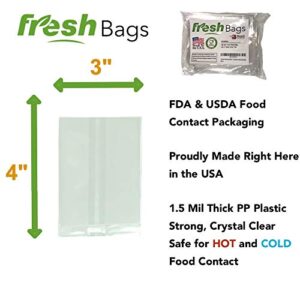 100 Clear Treat & Favor Bags | Ties Included | Great For Cake Pops, Candy, Gifts, Wedding or Party Favors | Food Safe Plastic | Stronger Than Cellophane | 1.5 Mils Thickness | 3" x 4"