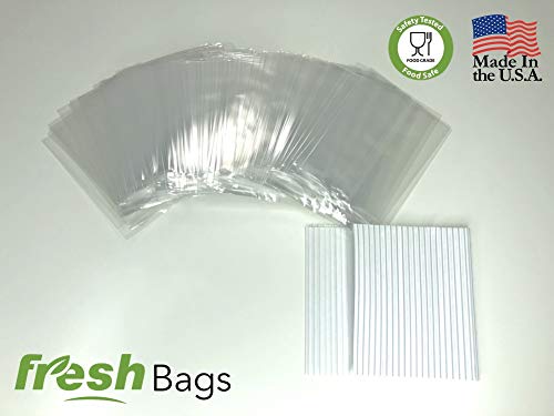 100 Clear Treat & Favor Bags | Ties Included | Great For Cake Pops, Candy, Gifts, Wedding or Party Favors | Food Safe Plastic | Stronger Than Cellophane | 1.5 Mils Thickness | 3" x 4"