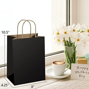 UCGOU Black Gift Bags 8x4.25x10.5 Inches 25Pcs Paper Bags with Handles Paper Gift BagsParty Favor Bags Goodie Bags Shopping Bags Bulk Craft Bags Grocery Bags