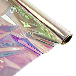 giiffu 34 inch x 50 feet iridescent film cellophane wrap roll iridescent wrapping paper rainbow color cellophane wrap paper for birthday holiday christmas gift diy wrapping decoration supplies
