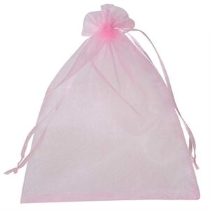 MELUOGE 50 pcs12x16 inch (About 30.4 x 40.6 cm) Oversized Organza Drawstring Pouches Bags Party Wedding Favor Gift Bags Candy Bags (Pink)