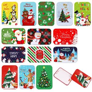 moretoes 14 pieces christmas gift card tin boxes colorful gift card holders with lids 4.9×3.3×0.7 inch for party favors and card include greeting card for easy organized gift giving