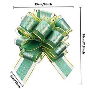 GUIFIER 20 Pack 6" Pull Bows Gift Wrapping Bows, Large Pull Bow with Ribbon, Gift Wrap Bow Knot Ribbons Present Bows, Pull Flower Ribbon Bows for Gift Baskets, Birthday, Party, Christmas - Green