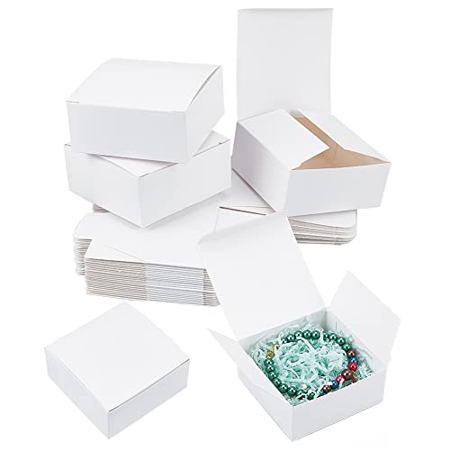 PH PandaHall 30pcs White Gift Box, 3.5x3.5x1.5 Inch Kraft Paper Box Packing Cardboard Box Favor Treat Boxes Small Foldable Paper Gift Box for Soap Tea Light Birthday Christmas Wedding Baby Shower