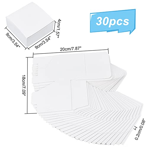 PH PandaHall 30pcs White Gift Box, 3.5x3.5x1.5 Inch Kraft Paper Box Packing Cardboard Box Favor Treat Boxes Small Foldable Paper Gift Box for Soap Tea Light Birthday Christmas Wedding Baby Shower