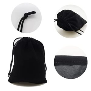 HOSL 200 Pack 3x4 Black Velvet Cloth Jewelry Pouch Jewelry Drawstring Bag Necklace Bracelet Earrings Bag Party Favor Bag Goodies Bag Candy Bag Gift Bag Watch Bag Wedding Festival Baby Show Bag