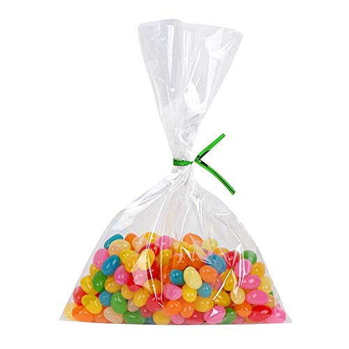 VIGUEUR Clear Cellophane Bags - 100PCS 6" x 9" Clear Treat Bags with Ties for Bakery, Cookies, Candies,Dessert