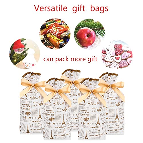 DKAOVH 50 Pack Plastic Drawstring Gift Bags, Candy Bags, Treat Bags, Cookie Bags, Party Favor Gift Wrapping, for Christmas, birthday party, wedding party, Thanksgiving gathering