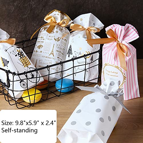 DKAOVH 50 Pack Plastic Drawstring Gift Bags, Candy Bags, Treat Bags, Cookie Bags, Party Favor Gift Wrapping, for Christmas, birthday party, wedding party, Thanksgiving gathering