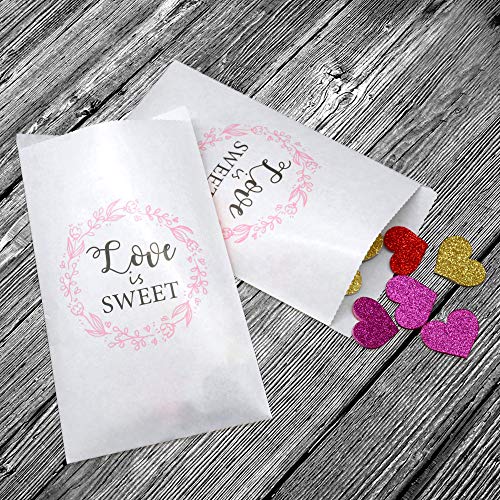 Wedding Favors Kraft Paper Bags - 50Pcs 4.5 x 7.5 inches White Wedding Gift Bags for Guests Candy Treat Bags for Treat Snacks Candy Buffets