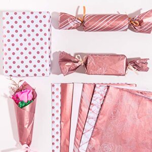 Whaline 120PCS Rose Gold Tissue Paper 6 Style Gift Wrap Paper Bulk Gift Wrapping Accessory Craft Paper Decorative Paper Art Tissue for Home Kitchen Birthday Party