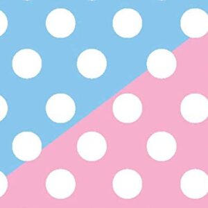 Reversible Double-Sided Baby Shower Pink Blue Polka Dot Baby Shower Wrapping Paper -12ft Flat Sheet (Folded) w. Gift Tags