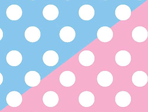 Reversible Double-Sided Baby Shower Pink Blue Polka Dot Baby Shower Wrapping Paper -12ft Flat Sheet (Folded) w. Gift Tags
