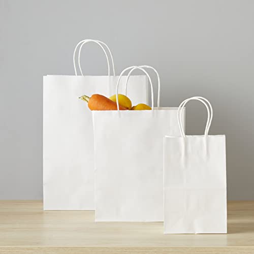 Amazon Basics Kraft Paper Bags (Small, Medium, Large) 25 Pcs Each (75 Total), White