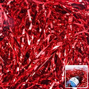 zwish 150 gram sparkly iridescent film pp hamper shreds & strands shredded crinkle confetti for gift wrapping & basket filling & gift box filler-red