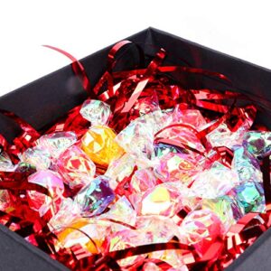 Zwish 150 Gram Sparkly Iridescent Film PP Hamper Shreds & Strands Shredded Crinkle Confetti for Gift Wrapping & Basket Filling & Gift Box filler-Red