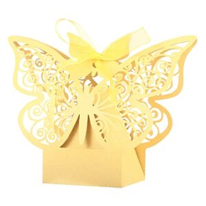 kesote 50 pack butterfly party favor boxes gold, small baby shower bridal shower wedding birthday candy favor boxes with ribbons