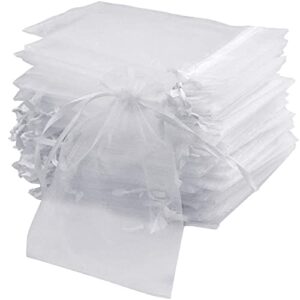 nayalba 50 pieces organza gift wrap bags wedding party favor bags bracelets earrings pouches (white)