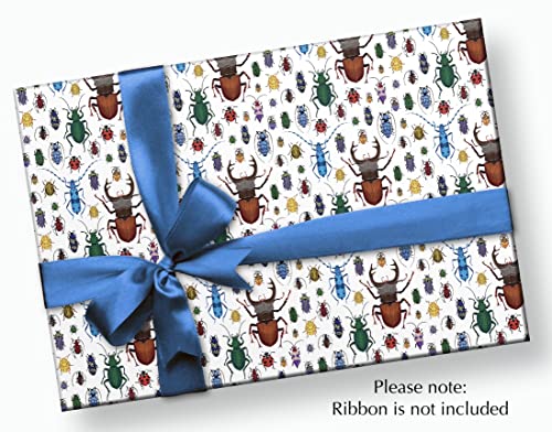 Stesha Party Insect Gift Wrap, Bug Birthday Present Wrapping Paper - 30 x 20 Inch (3 Sheets)