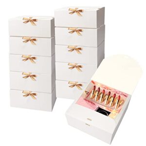 hymenex 12pcs gift boxes, gift boxes with lids, white gift boxes 8x8x4 inches gift boxes with ribbon bridesmaid proposal box gift boxes for presents weddings gift chocolate cupcake crafting (white)