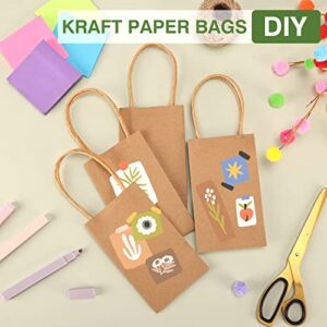 Moretoes 60pcs Small Kraft Paper Bags 6 x 3.5 x 2.4 Inches Mini Gift Bags with Handles Bulk Party Favor Bags Candy Bags