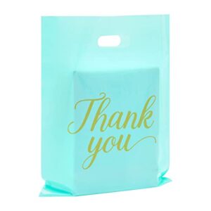 stockroom plus 100 pack thank you merchandise bags for small business, boutique, party favors (teal, 12 x 15 inches)