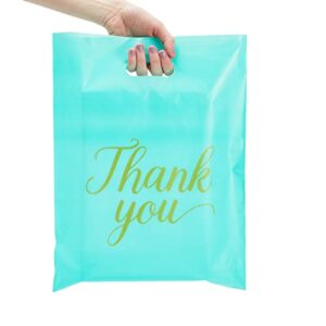 Stockroom Plus 100 Pack Thank You Merchandise Bags for Small Business, Boutique, Party Favors (Teal, 12 x 15 Inches)