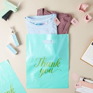 Stockroom Plus 100 Pack Thank You Merchandise Bags for Small Business, Boutique, Party Favors (Teal, 12 x 15 Inches)