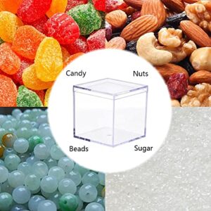 DKAOVH 3 Packs Clear Favor Boxes With Lid,food grade acrylic box, Plastic Gift Box,2.5x2.5x2.5 Inch, Square, Mother’s Day gift box, Birthday Present and Candy packing box,includes Sticker