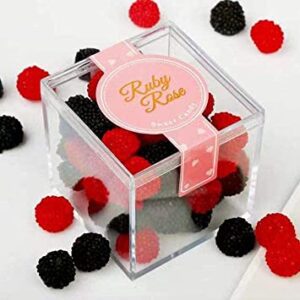 DKAOVH 3 Packs Clear Favor Boxes With Lid,food grade acrylic box, Plastic Gift Box,2.5x2.5x2.5 Inch, Square, Mother’s Day gift box, Birthday Present and Candy packing box,includes Sticker