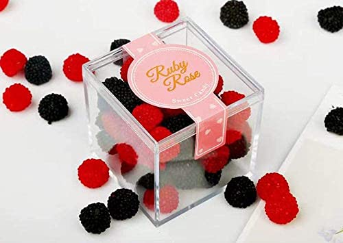 DKAOVH 3 Packs Clear Favor Boxes With Lid,food grade acrylic box, Plastic Gift Box,2.5x2.5x2.5 Inch, Square, Mother’s Day gift box, Birthday Present and Candy packing box,includes Sticker