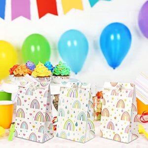 TOSPARTY Unicorn Rainbow Party Favors Candy Treat Gift Bags with Stickers for Birthday Wedding Baby Shower Party Supplies (bkue)