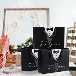 10 Pieces Groomsmen Gift Bags Tuxedo Gift Bag Set Wedding Treat Bags Groomsmen Bags Set of 10 Wedding Tuxedo Treat Bags 14" x 10" x 4.5" for Wedding Father's Birthday Boss Anniversary