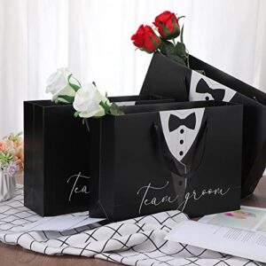 10 Pieces Groomsmen Gift Bags Tuxedo Gift Bag Set Wedding Treat Bags Groomsmen Bags Set of 10 Wedding Tuxedo Treat Bags 14" x 10" x 4.5" for Wedding Father's Birthday Boss Anniversary