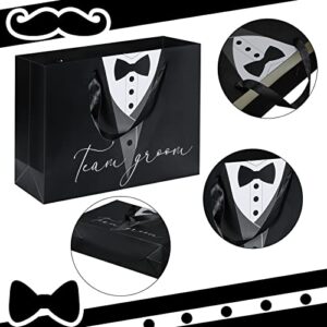 10 Pieces Groomsmen Gift Bags Tuxedo Gift Bag Set Wedding Treat Bags Groomsmen Bags Set of 10 Wedding Tuxedo Treat Bags 14" x 10" x 4.5" for Wedding Father's Birthday Boss Anniversary