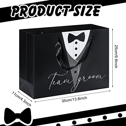 10 Pieces Groomsmen Gift Bags Tuxedo Gift Bag Set Wedding Treat Bags Groomsmen Bags Set of 10 Wedding Tuxedo Treat Bags 14" x 10" x 4.5" for Wedding Father's Birthday Boss Anniversary