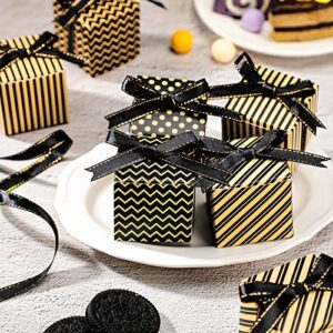 100 Pcs Black Gold Gift Boxes Wedding Candy Party Favor Boxes Small Treat Boxes with Lids 2 x 2 x 2 Inches Small Gift Boxes for Adults, Bridesmaid, Groomsmen, Cupcakes, Bridal, Baby Shower, Christmas