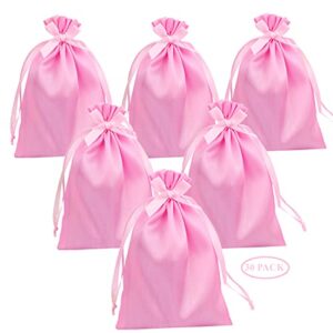 gbateri 35 pcs 5 x 7 inches pink satin gift bags with drawstring wedding favour bags, party favor bags silk jewelry pouches,fabric drawstring pouch for baby shower bridal shower birthday christmas