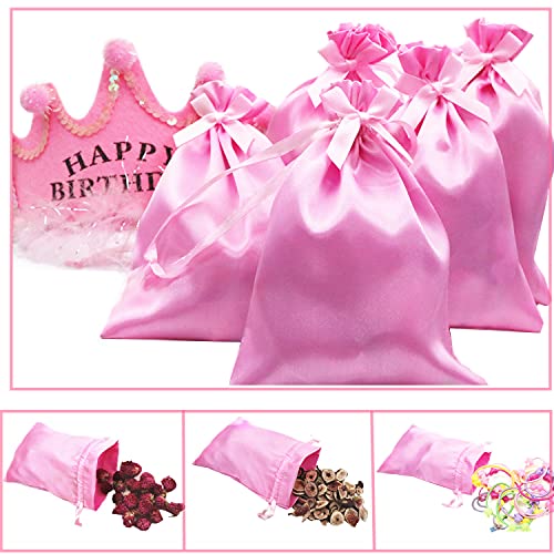 Gbateri 35 PCS 5 x 7 Inches Pink Satin Gift Bags with Drawstring Wedding Favour Bags, Party Favor Bags Silk Jewelry Pouches,Fabric Drawstring Pouch for Baby Shower Bridal Shower Birthday Christmas