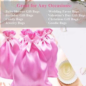 Gbateri 35 PCS 5 x 7 Inches Pink Satin Gift Bags with Drawstring Wedding Favour Bags, Party Favor Bags Silk Jewelry Pouches,Fabric Drawstring Pouch for Baby Shower Bridal Shower Birthday Christmas