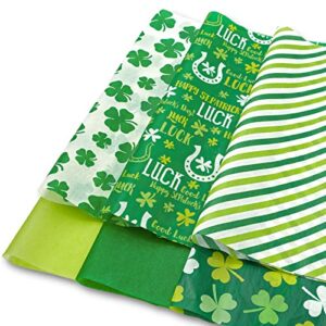 whaline 120 sheet st. patrick’s day tissue paper shamrock wrapping paper lucky clover gift wrapping paper irish holiday art paper for home diy gift bags party favor decor, 14 x 20 inch